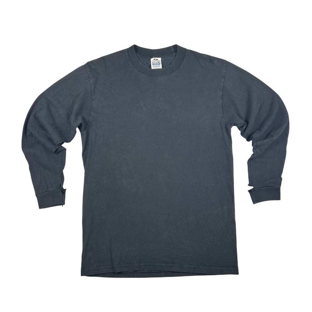 Pro Club Comfort Mens‎ Long Sleeve T-Shirt Black Distressed Cotton Size M